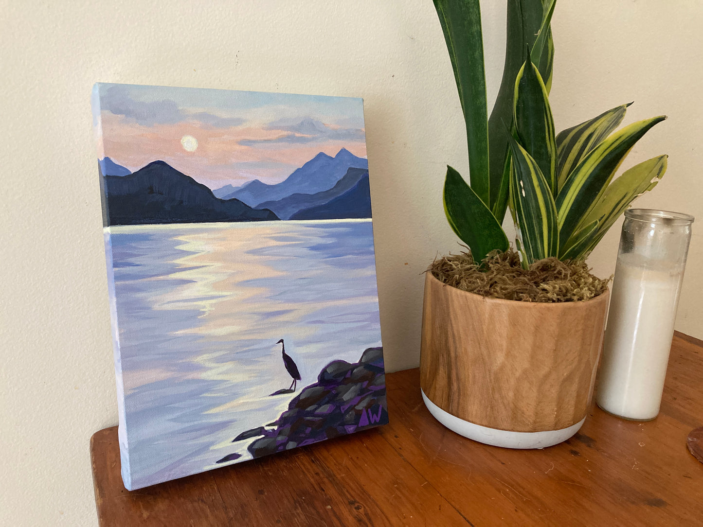 Heron & Moon - Original Painting