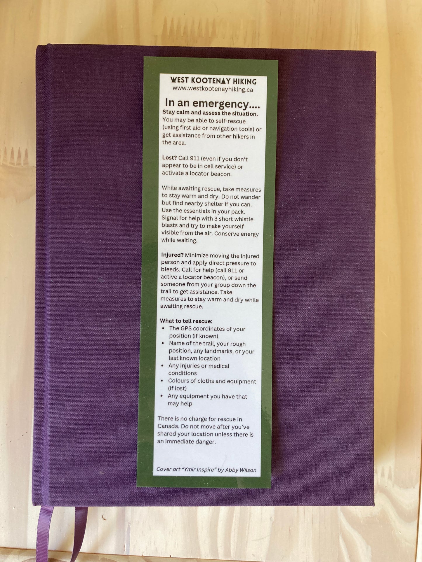 Hiking Safety Bookmark